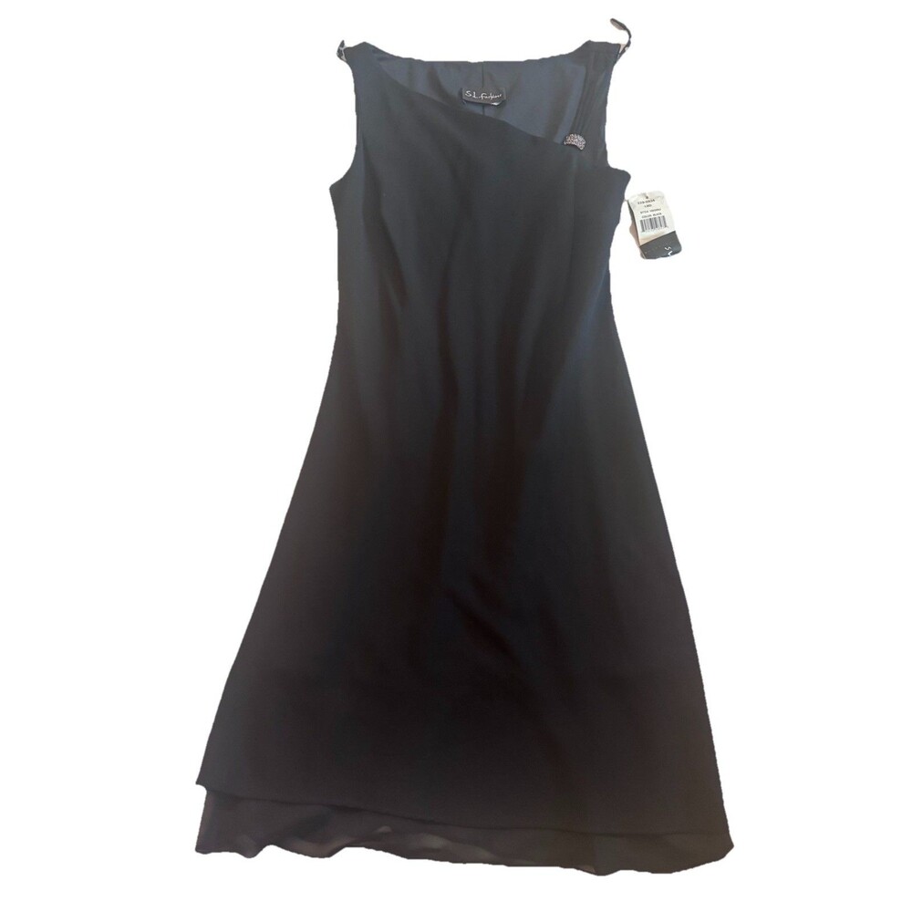 Women's size 14 S.L. Fashions black formal dress Made In U S A